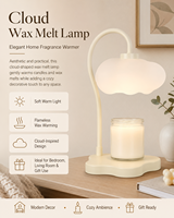 Lampe chauffe-bougie électrique Creative Cloud avec abat-jour en verre dépoli, pour fondre la cire, à intensité variable, avec minuterie, aromathérapie, veilleuse réglable