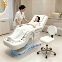 Table de massage électrique LED commerciale avec tabouret pour salon de beauté, club de spa de luxe, équipement de mobilier