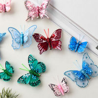 Clip de table papillon scintillant, anneaux de serviette, ornement suspendu pour mariage, fête, Noël, accessoire floral
