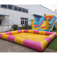 Nuevo tobogán de agua inflable para niños, casa de rebote inflable, tobogán de Castillo de salto, tobogán de agua inflable con piscina