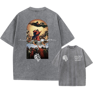 T-shirt Homme Personnalisé Vintage Délavé à l'Acide, Vente en Gros OEM, Tissu Lourd Streetwear en Soie Peignée Anti-Plis Séchage Rapide Respirant - Product Image 6