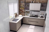 Armoire de cuisine moderne SANTOPOVA fournie en usine ensemble en bois assemblé de conception modulaire en PVC blanc meubles HDF pour