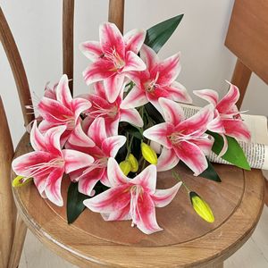 ดอกลิลลี่ประดิษฐ์ยาซุโนบุ พีวีซี พิมพ์ลายสามมิติ ก้านเดี่ยว สีขาว ชมพู เหลือง ฟ้า แดง กุหลาบ ส้ม ตกแต่งงานแต่งงานและบ้าน - Product Image 4