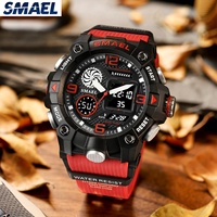 Nouvelle montre de plongée intelligente SMAEL 8055 lumineuse 2023, chronographe, chronomètre, date, alarme, unisexe, sport, tonneau 51 mm, 3ATM/5ATM