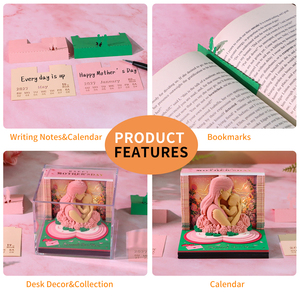 Carnet de notes 3D superposé en papier, motif coucher de soleil lumineux, souvenir émouvant, sculpture artistique en papier pour Mère et Bébé 2027 - Product Image 6