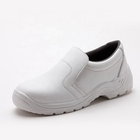 Chaussures de sécurité blanches sans lacets, pointures à double couture, avec antistatique