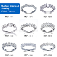Messi 3 gün teslimat kadın hediye nişan düğün takısı stok 18k altın def moissanite yüzük satışa