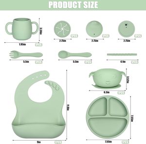 Juego de alimentación para bebés de silicona impermeable con diseño de dibujos animados, portátil, sin BPA, a prueba de fugas, ecológico, de 3 piezas: baberos, cubiertos y plato (Servicio OEM) - Product Image 2