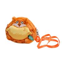 Porte-monnaie en peluche motif Tigre Citron mignon en coton biologique et fourrure avec cordon, mini pochette de rangement à fermeture éclair, porte-monnaie, breloque de sac