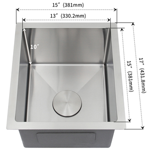 Hot bán 13x15 Sinks thép không gỉ bồn rửa bát duy nhất dưới núi bồn rửa nhà bếp với giỏ cho Home Bar sử dụng - Product Image 1