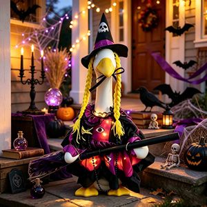 Disfraz de Bruja para Ganso de Porche de Halloween, para Jardín o Patio Exterior, Estatua de Ganso de Porche de 23 Pulgadas con Traje Decorativo - Product Image 1