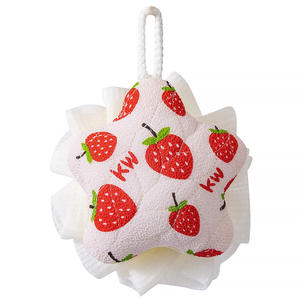 Toalla exfoliante de dibujos animados con forma de flor para baño, de doble uso, potente eliminación de suciedad, espuma abundante. - Product Image 1