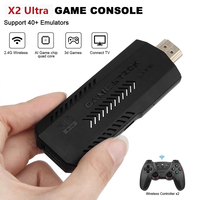 Console rétro X2 Ultra 4K Game Stick, plus de 60000 jeux, 128 Go, 40 émulateurs, plug and play, deux manettes sans fil 2.4G