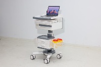 Chariot médical moderne en ABS réglable en hauteur avec plateau pour clavier, tiroirs de rangement pour hôpital, hôtel, salle à manger, postes de soins infirmiers