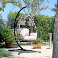 Chaise balançoire œuf moderne pour l'extérieur Chaise balançoire suspendue en métal, rotin et osier Silla Colgante pour l'intérieur et l'extérieur