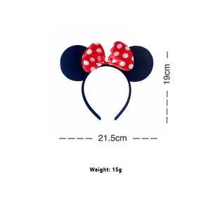 SongMay Ratón de dibujos animados Feliz cumpleaños Diadema Big Wave Point Ear Hair Band con lazo <span class=keywords><strong>Mickey</strong></span> Headband - Product Image 5