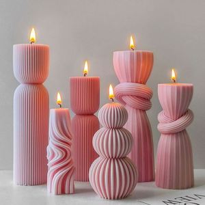 Rope Knot Pillar Silicone Mould Stereo Striped Aromatherapy Candle Abrasives DIY Candlestick Ornaments Disposable - Product Image 2