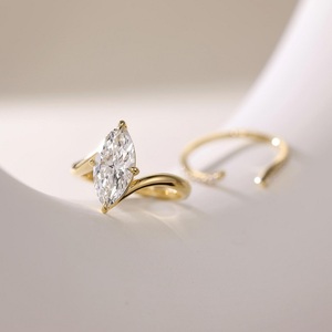 Anillo de Compromiso con Diamante Cultivado en Laboratorio, Corte Marquesa, Solitario de Lujo, Oro Blanco Sólido de 14K, Claridad VVS-VS Certificada, Anillo Premium - Product Image 2