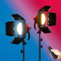 Luz LED Roja para Fotografía, Iluminación de Relleno 3200-5500k, Lámpara Profesional para Audio, Video y Cine, Luz Continua con Puertas de Barn Door