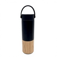 Thermos portable ergonomique en acier inoxydable, mug isotherme sans BPA avec coque en bambou