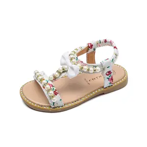 Sandálias infantis casuais, sapatos casuais para crianças, meninas, praia, sapatos de princesa bonitos com laço, para meninas de 1-8 anos