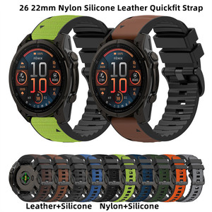 Montre intelligente <span class=keywords><strong>QuickFit</strong></span> 26mm 22mm Cuir Nylon <span class=keywords><strong>Bracelet</strong></span> en silicone pour <span class=keywords><strong>Garmin</strong></span> Quatix 8 Fenix 8 <span class=keywords><strong>Bracelet</strong></span> Forerunner 965 - Product Image 5