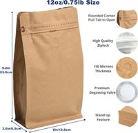 Sachet de café à fond plat en papier kraft haute barrière et feuille d'aluminium (sans valve de dégazage unidirectionnelle)
