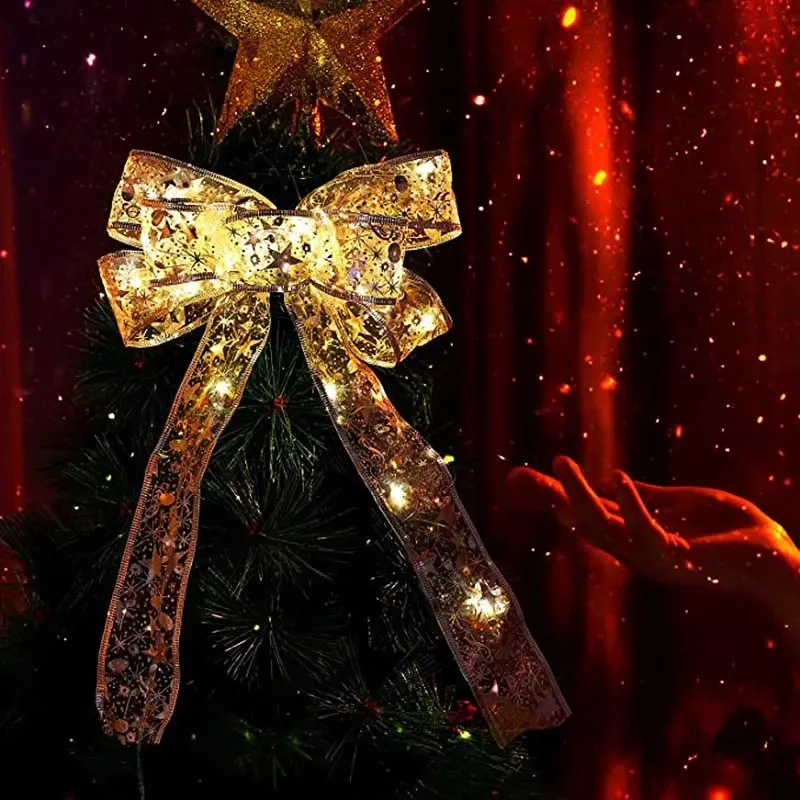 Led 2/4/5M Double Layer Fairy Lights String Kerst Lint Strikken Met Led Kerstboom Ornament nieuwe Jaar Navidad Home Decor