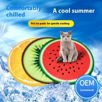 Coussin rafraîchissant pour animaux de compagnie en PVC et gel de fibres à motif de fruits, confortable et frais pour l'été, tapis rafraîchissant multifonction