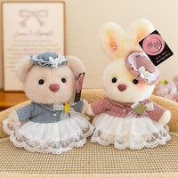 Boneka Beruang Ibu dan Bayi Lisa OEM ODM, Topi Bordir Renda, Boneka Super Lembut, Dekorasi Rumah, Hadiah Anak, Kenyamanan Emosional