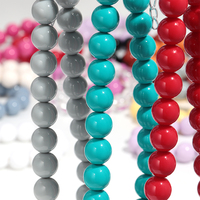 Ensemble de bijoux en acrylique pour femmes, bracelet élastique à perles de couleur unie, collier à perles rondes de 16 mm, bijoux simples et tendance