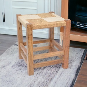 High Quality Hand-Woven Rattan <b>Stool</b> Custom Designed for Living Room Hotel Restaurant Natural <b>Wooden</b> Finished Outdoor Kitchen - Product Image 6