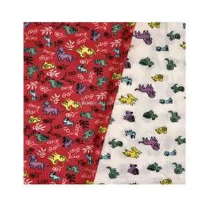 Kain tenun serat mikro poliester 100% tekstil rumah kain cetak khusus pola anjing lucu untuk tempat tidur