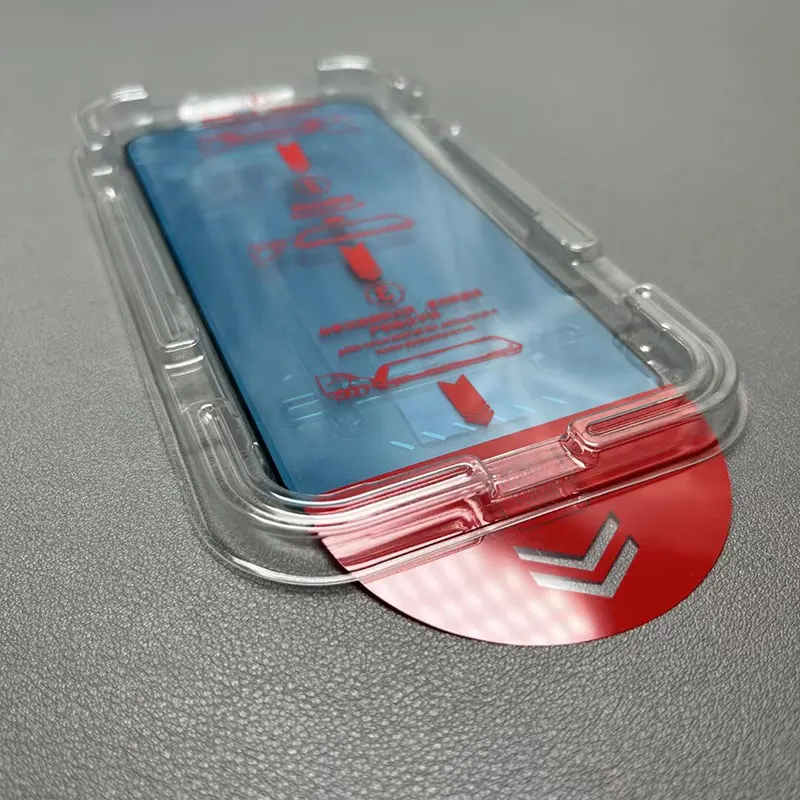 Pelindung layar pemasangan mudah dengan strip penghilang debu untuk iphone 14 pro max HD kaca tempered film bebas debu