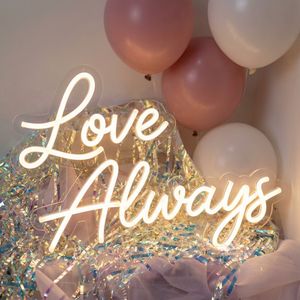 Letrero LED de Neón Romántico con la Frase "Love Always", Letra Personalizada, Luz Nocturna Luminosa de Neón para Bodas, Fiestas, Pedidas de Mano, Eventos, Decoración de Pared - Product Image 1