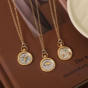 Nokta mühür renk koruma cast kaplama 18-karat altın kontrast kolye kolye kadın 12 burç Tarot kolye - Product Image 3