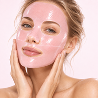 Masque en gel de collagène rose PDRN en gros, masque facial hydratant en feuille de collagène hydrolysé, niacinamide, acide hyaluronique, OEM ODM