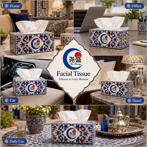 Boîte décorative de mouchoirs en papier 3 plis, style maure nord-africain, géométrique bleu et or, doux, pour la maison, l'hôtel, <span class=keywords><strong>le</strong></span> café - Product Image 4
