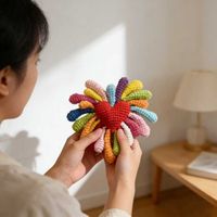 Gökkuşağı Kalp Tığ İşi Anahtarlık On Renk Dokuma Tığ İşi Bebek El Yapımı DIY Hediye Tığ İşi Yeni Başlayanlar İçin Tığ İşi Öğrenin