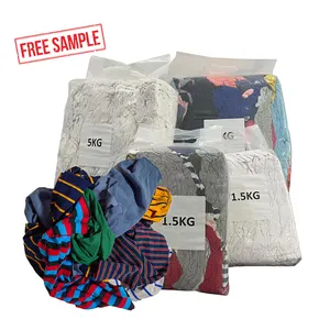 Free Sample Mixed Recycled Cutting T Shirt Scraps Cloth Wiping Rags Cleaning Cotton Fabric Scrap 10Kg 5Kg De Trapo Industrial
