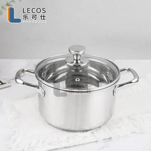 LECOS Articles de cuisine Vente en gros Lot de 6 casseroles à <span class=keywords><strong>induction</strong></span> en acier inoxydable avec couvercles en verre - Product Image 4