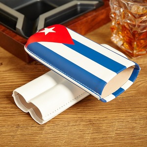 <span class=keywords><strong>Precio</strong></span> de fábrica, caja de cigarros con bandera cubana portátil, soporte para Humidor de viaje, Funda de cuero para cigarros de 2 tubos - Product Image 4