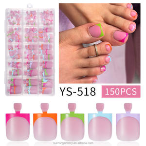 150 <span class=keywords><strong>faux</strong></span> ongles français sans couture, courts, carrés, couleur nude, pointes d'ongles, ongles à presser, ongles artificiels pour les orteils - Product Image 1