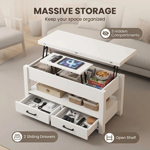 Mesa de Centro Multifuncional con Altura Ajustable, Mesa de Salón con Cajón y Compartimento Oculto, Mesa para Té y Café y <span class=keywords><strong>Mueble</strong></span> para <span class=keywords><strong>TV</strong></span> - Product Image 5