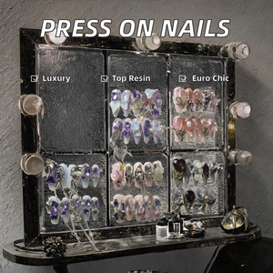 Ongles en résine de luxe à presser, formes aléatoires, style français, vérification vidéo, faux ongles, mode européenne, prêts à poser - Product Image 2