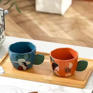 แก้วกาแฟเซรามิกสไตล์นอร์ดิกมินิมอล ความจุ 301-400 มล. ปรับแต่งโลโก้ได้ ทนความร้อน ใช้กับไมโครเวฟและเครื่องล้างจานได้ - Product Image 3