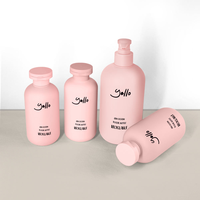 Flacon cosmétique givré rose en PEHD pour shampoing et après-shampoing, flacon pour gel douche, emballage avec logo personnalisé