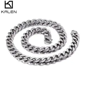 KALEN 600*13mm चांदी की चेन पुरुषों के लिए पुरुष स्टेनलेस स्टील लंबी हार