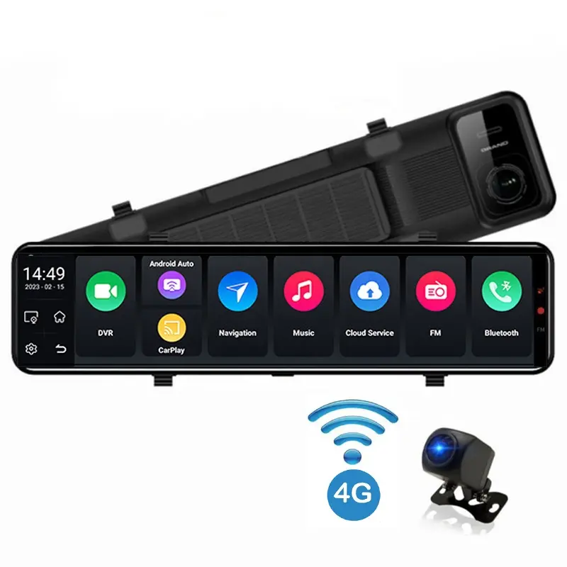 12 Polegada Pantalla 4G LTE Espelho Inteligente Dash Cam ADAS DVR 8 Núcleo 4 + 64G Carro DVR Navegação GPS Android com Carplay Sem Fio Para EUA