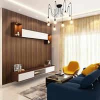 Revêtement mural intérieur Lambrin WPC, imperméable, panneau mural en PVC 3D rainuré, grain de bois, ignifuge, installation facile, panneau décoratif pour hôtel
